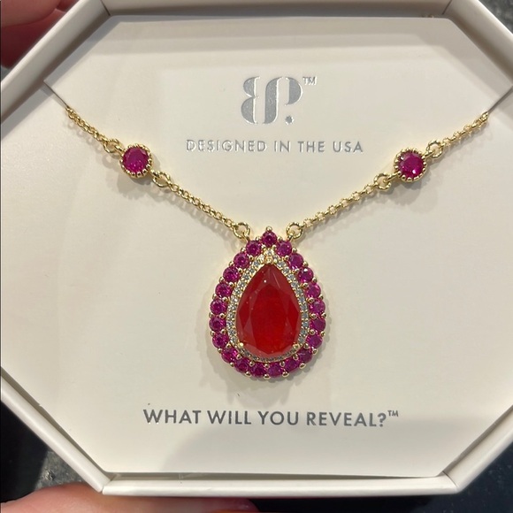 Bomb Party Jewelry - BP July 2025 - Lab Created Ruby Fused w/Genuine Quartz Necklace